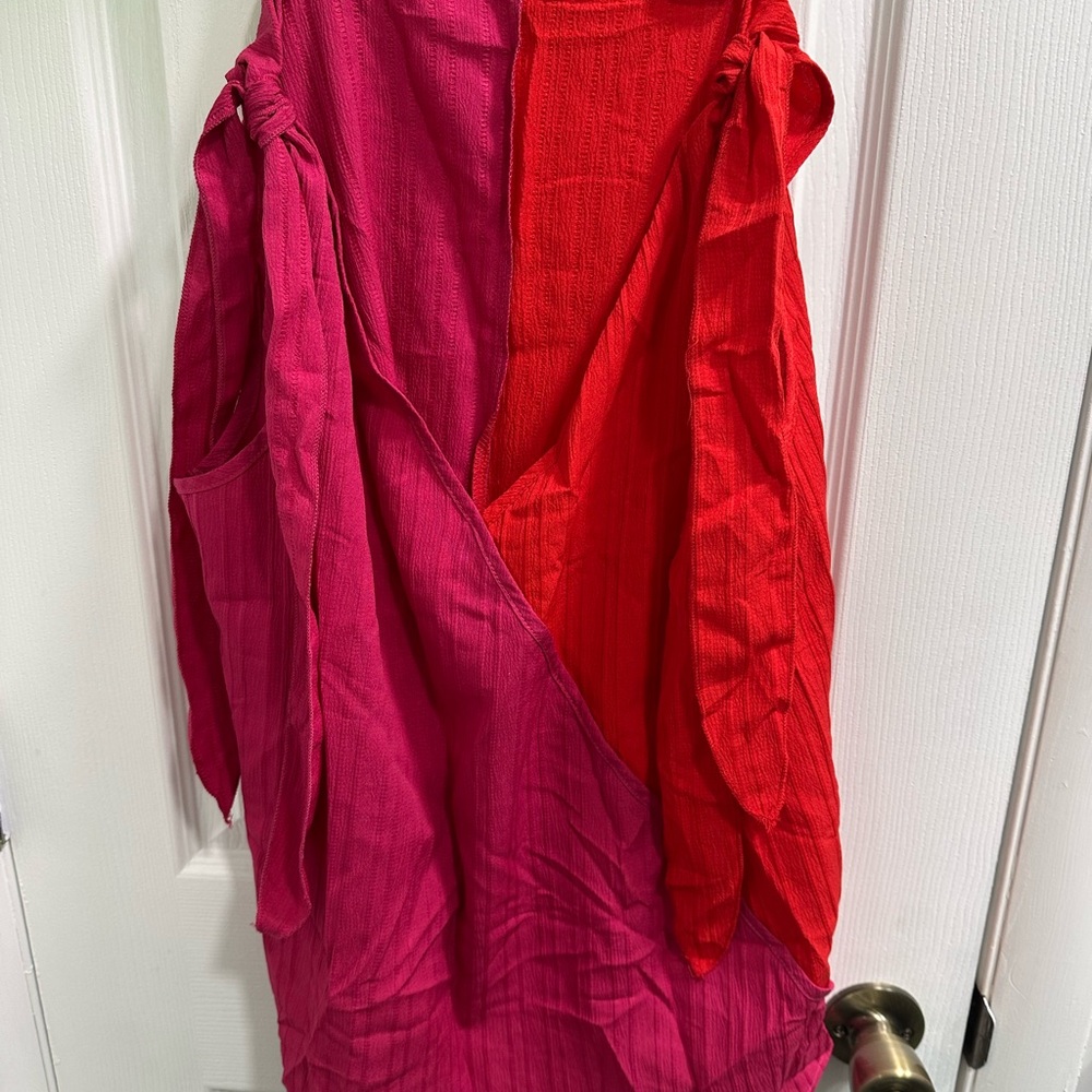 Vibrant Pink and Red Women's Sleeveless, Shoulder tie top
